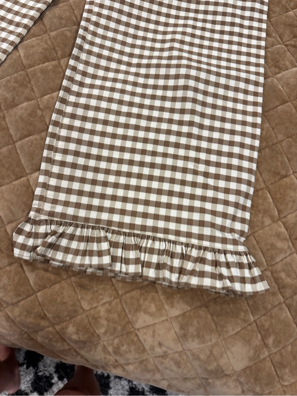 Maeve Brown&White Gingham Ruffle-Hem wide leg Pants w/ pockets! Fun&Flattering! - Picture 11 of 14